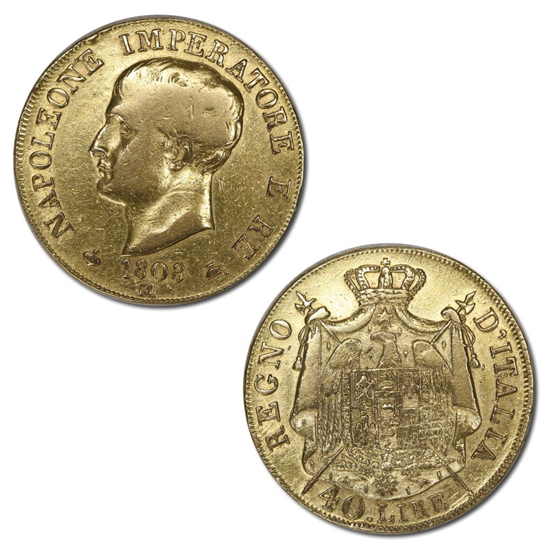 Italy 1808 M 40 Lire Gold FINE