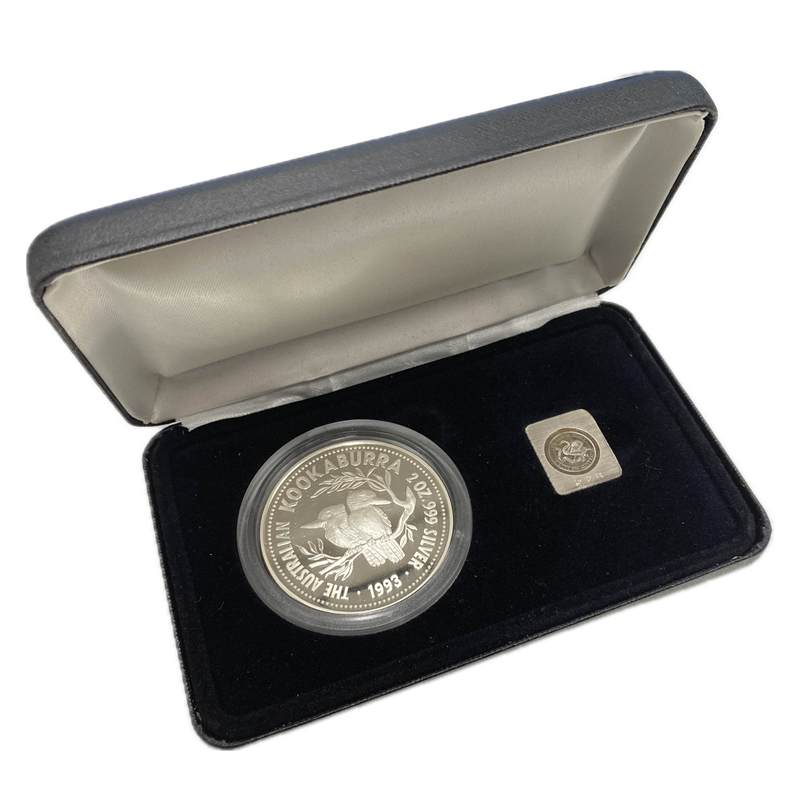 1993 Kookaburra $2 2oz Silver with Ingot cased