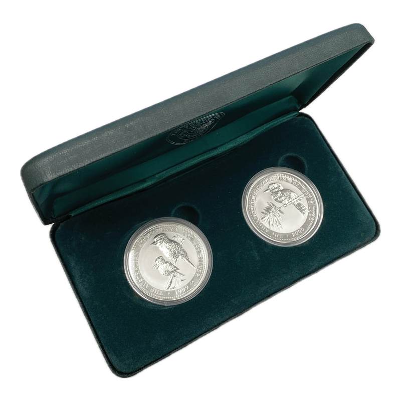 1999-2000 Kookaburra $1 1oz Silver two coin UNC