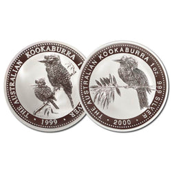 1999-2000 Kookaburra $1 1oz Silver two coin UNC