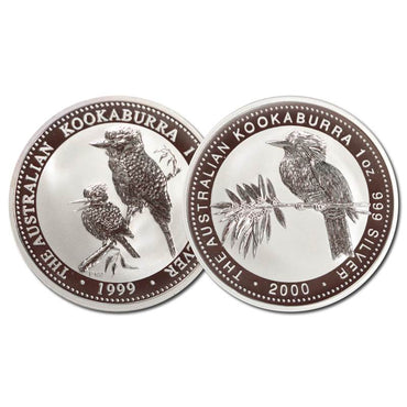 1999-2000 Kookaburra $1 1oz Silver two coin UNC
