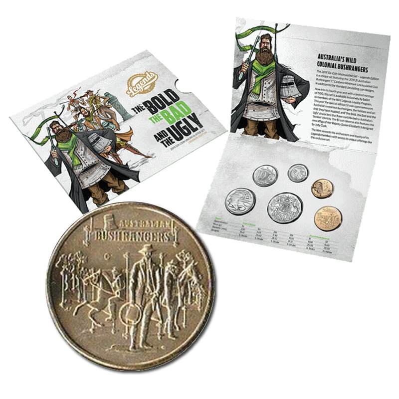 $1 2019 Australian Bushrangers (Legends Edition)  6 Coin Set UNC