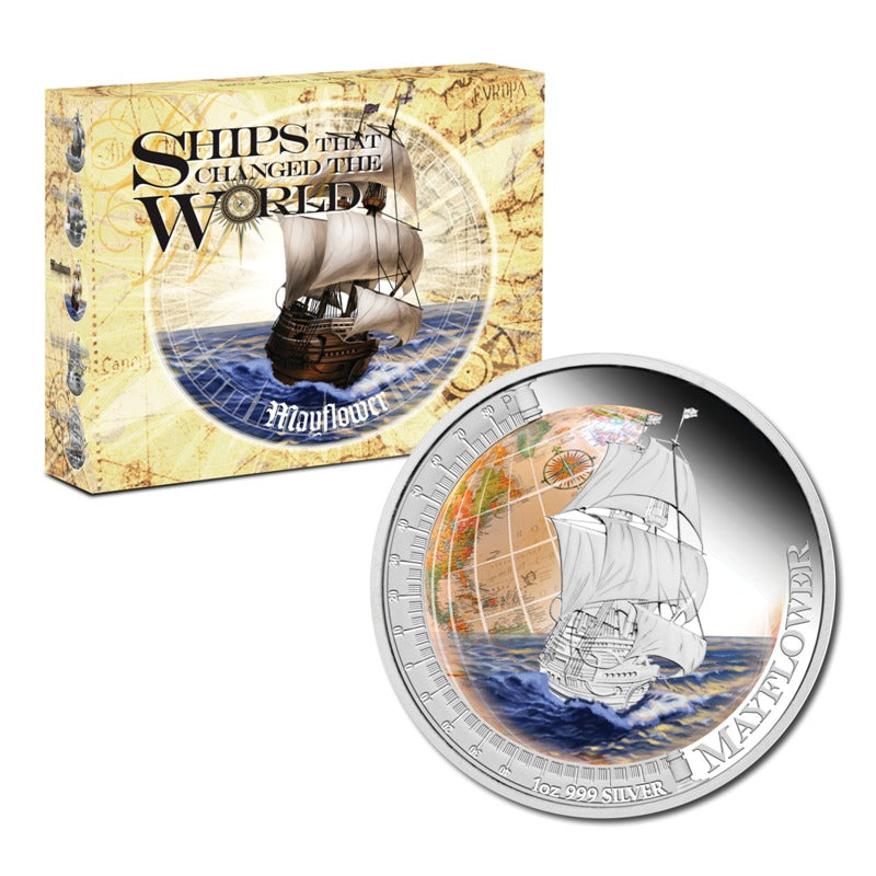 Tuvalu 2012 Ships that changed the World Mayflower 1oz Proof