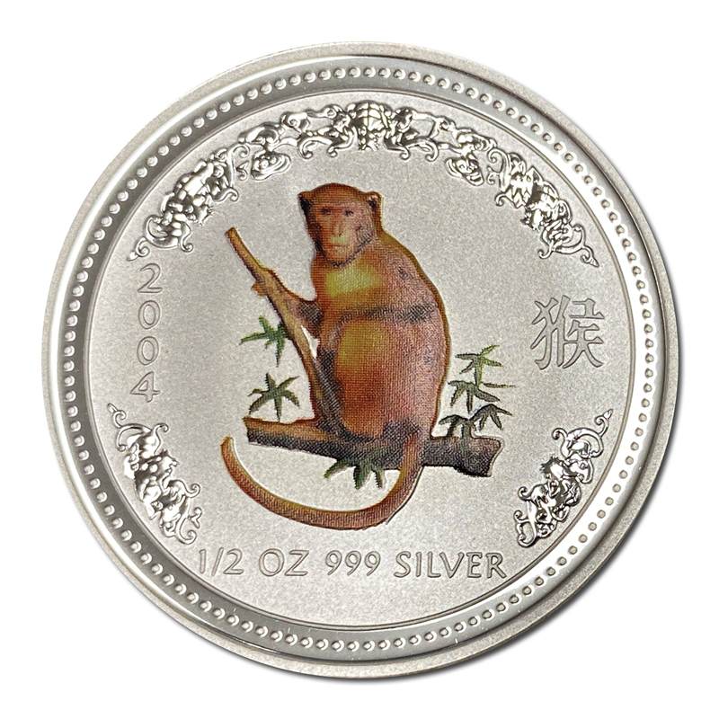 2004 Year of the Monkey Coloured 1/2oz Silver UNC