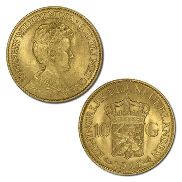 Netherlands 1917 10 Gulden Gold