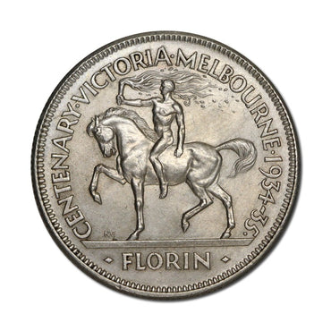 Australia 1934/5 Melbourne Centenary Florin with Melbourne Foy's Bag