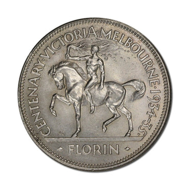 Australia 1934/5 Melbourne Centenary Florin + Perth Foy's Bag