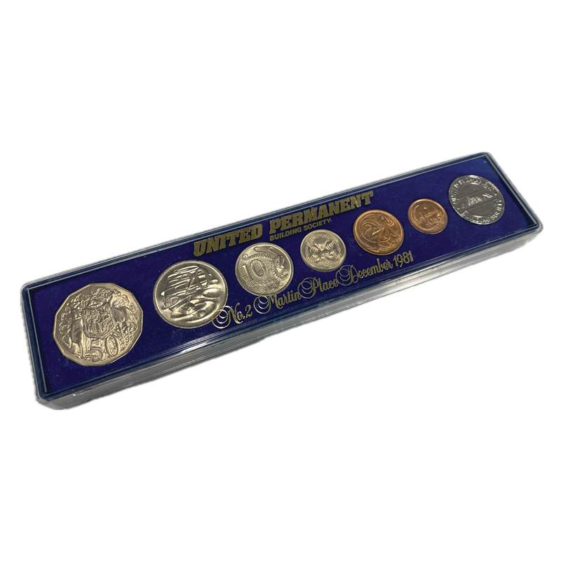 1981 United Permanent Building Society 6 Coin Set with Medal
