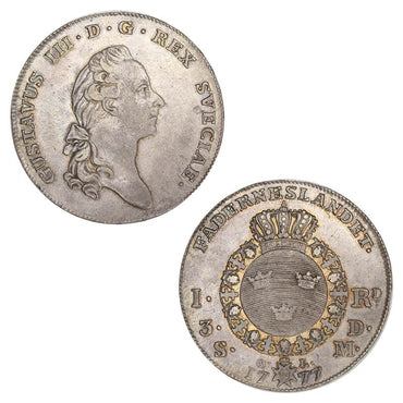 Sweden 1777 Gustav III Silver Riksdaler