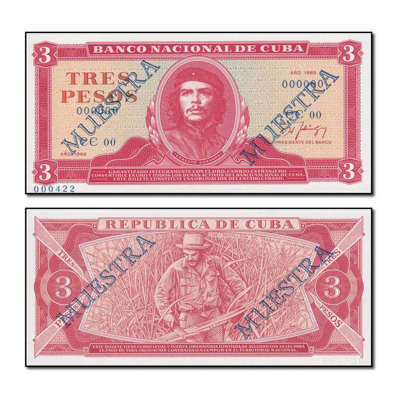 Cuba 1989 3 Pesos Specimen P.107s2 CFU FBN1057