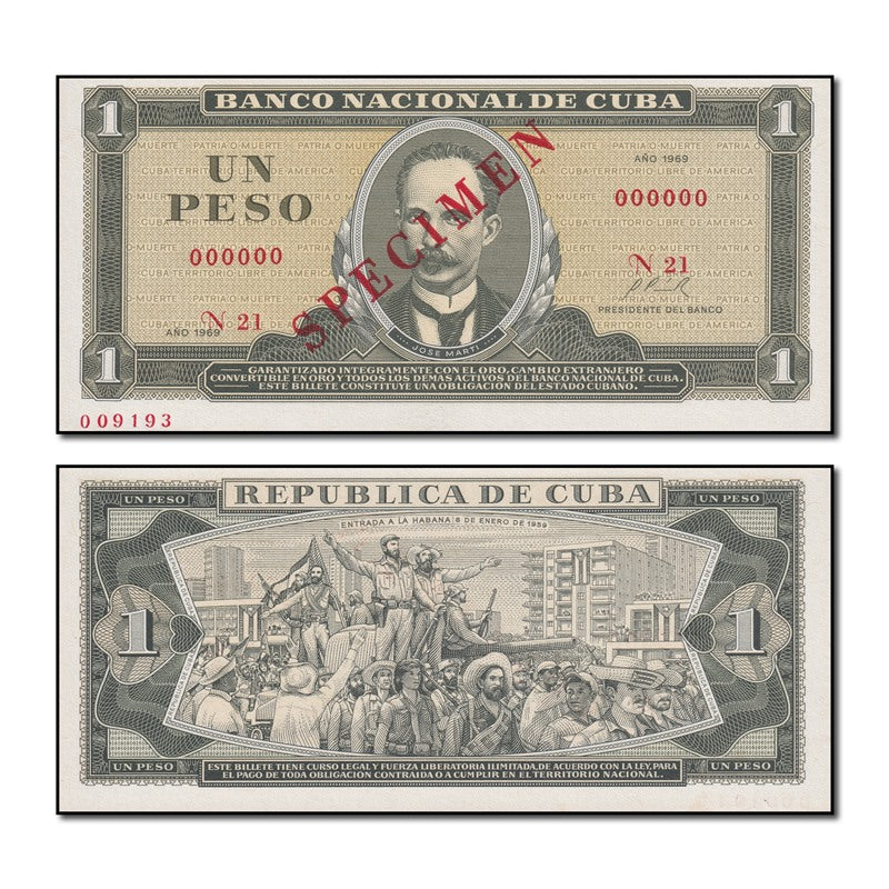 Cuba 1969 1 PESO Specimen P.102as CFU FBn1061