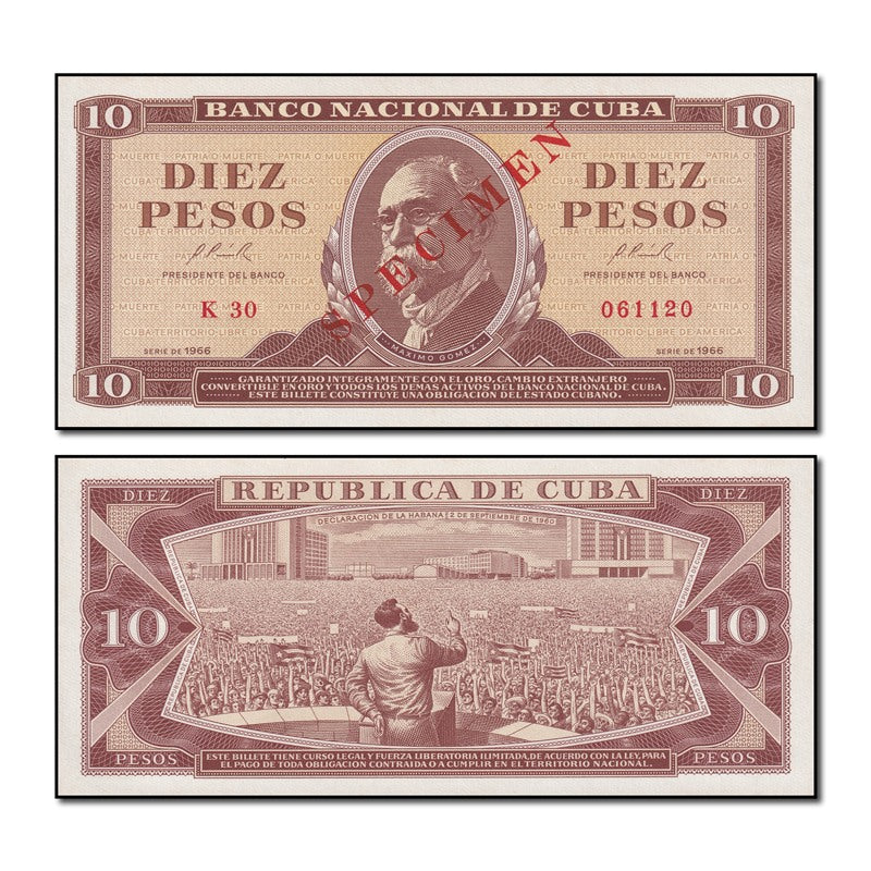 Cuba 1966 10 Pesos Specimen P.101s CFU FBN1066