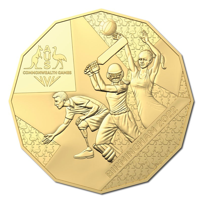 50c 2022 Australian Commonwealth Games Team Gold Plated UNC
