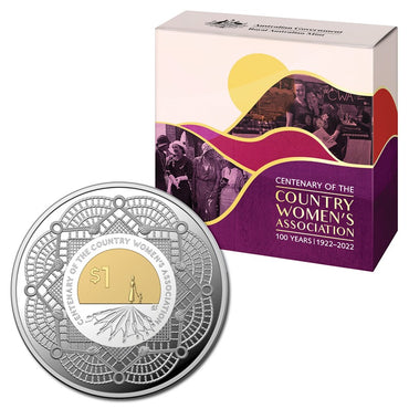 $1 2022 Country Women's Association Selectively Gold Plated Silver Proof