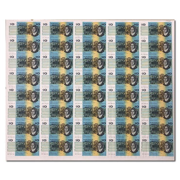 (1991) $10 Fraser/Cole Uncut Sheet of 40 Notes