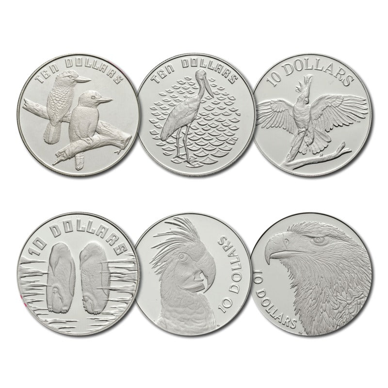 $10 1989-1994 Birds of Australia 6 Coin Piedfort Silver Proof Set