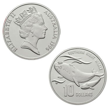 $10 1996 Southern Right Whale Piedfort Silver Proof