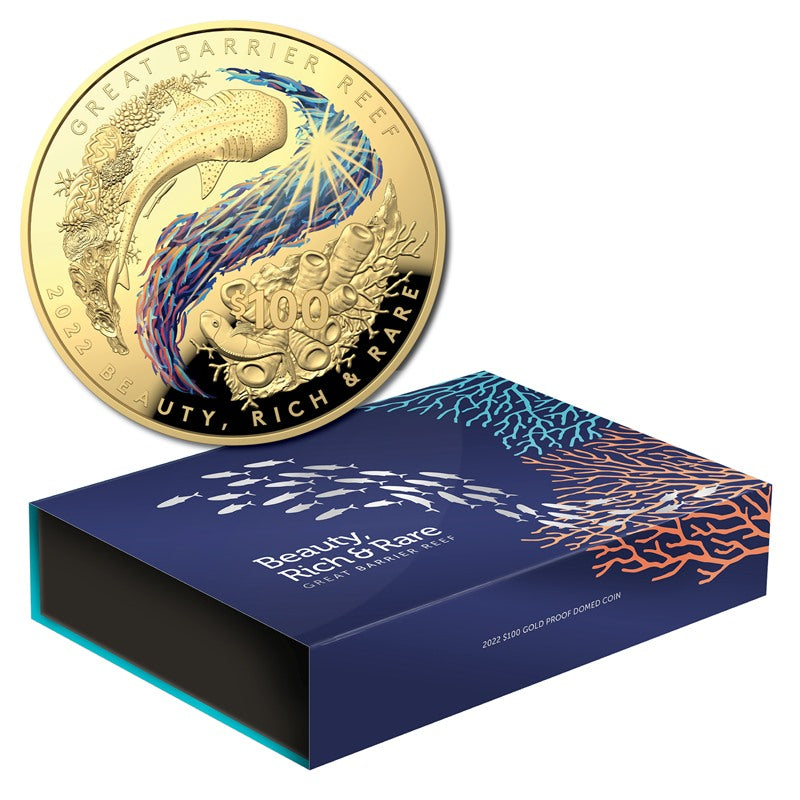 $100 2022 Beauty, Rich & Rare - Great Barrier Reef Domed Gold Proof