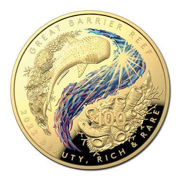 $100 2022 Beauty, Rich & Rare - Great Barrier Reef Domed Gold Proof