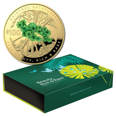 $100 2022 Beauty, Rich & Rare - Daintree Rainforest Domed Gold Proof