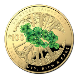 $100 2022 Beauty, Rich & Rare - Daintree Rainforest Domed Gold Proof