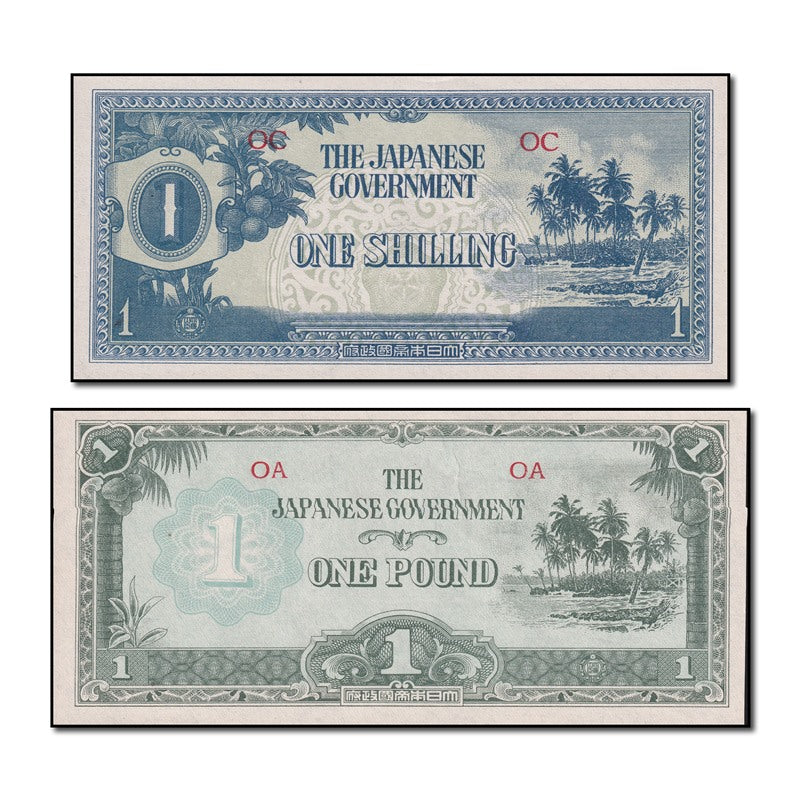 Oceania 1942 One Shilling & One Pound Pair CFU