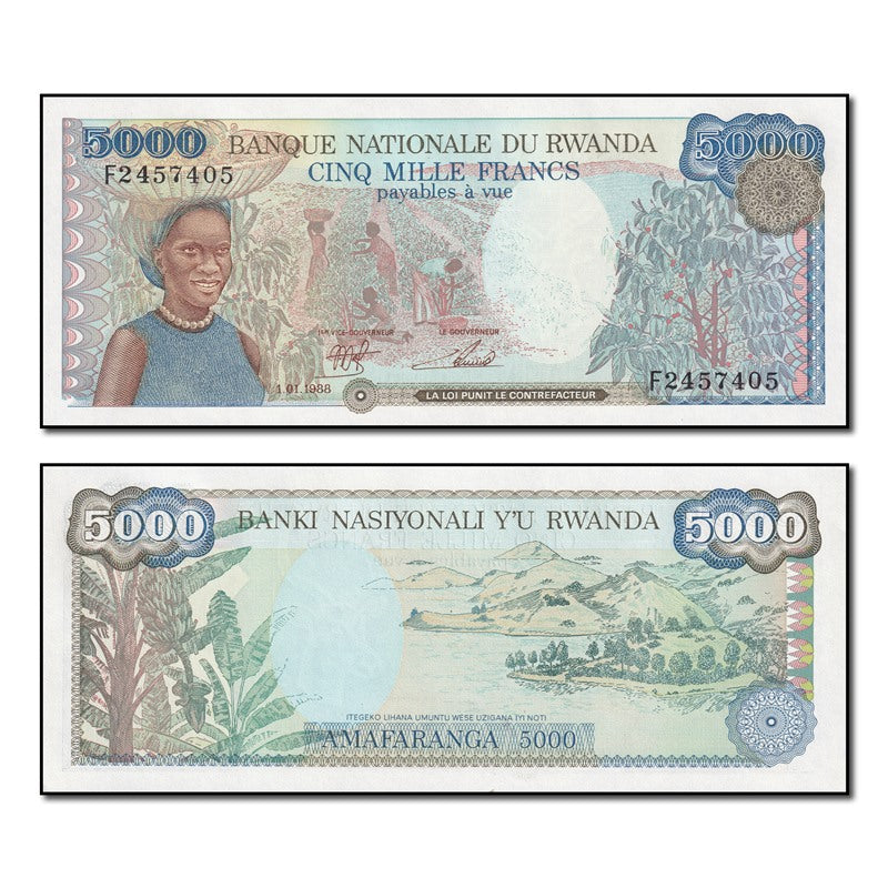 Rwanda 1988 5000 Francs P.22 CFU