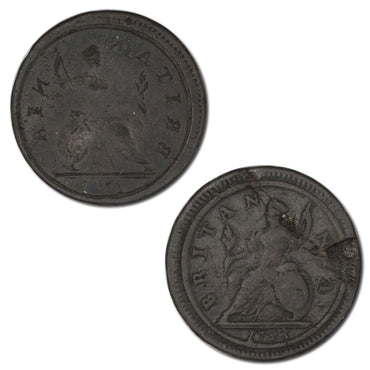 Great Britain 1723 Halfpenny Full Reverse Brockage