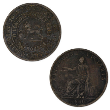 Australia 1860 John Andrew & Co. Penny Token A.11