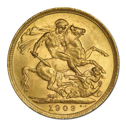 1909 Melbourne Gold Sovereign Lustrous UNC