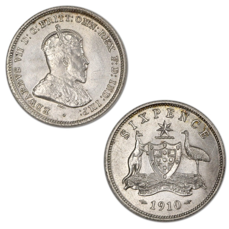 Australia 1910 Sixpence Lustrous nUNC/UNC - Wynyard Coin Centre