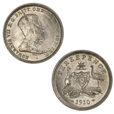 Australia 1910 Threepence Lustrous UNC