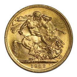 1912 Melbourne Gold Sovereign Lustrous UNC