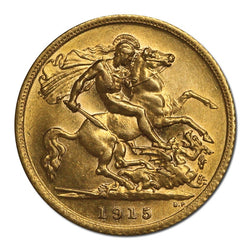 1915 Sydney Gold Half Sovereign Lustrous UNC