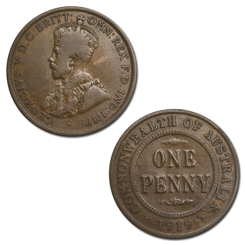 Australia 1919 Melbourne Double Dot Variety Penny