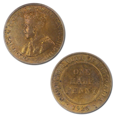 Australia 1926 Halfpenny Variety Halfmoon & Pigtail