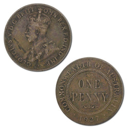 Australia 1927 (Indian Obverse Die) Broken 'N' Variety Penny