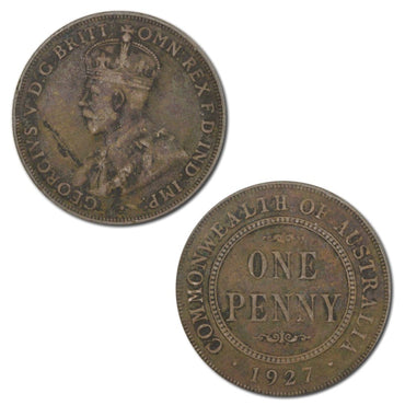 Australia 1927 (Indian Obverse Die) Broken 'N' Variety Penny