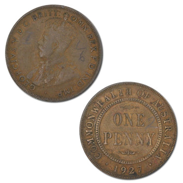 Australia 1927 (Indian Obverse Die) Broken 'N' Variety Penny