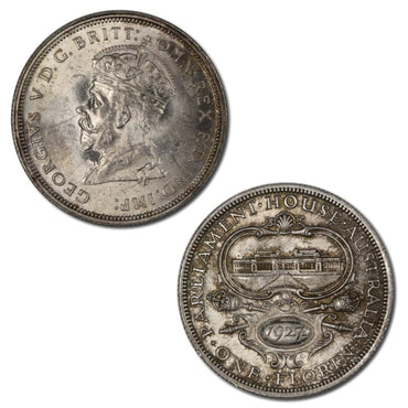 Australia 1927 Parliament House Florin (1 1/2 Steps) Lt Tone UNC