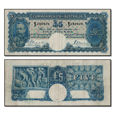 (1933) Five Pounds Riddle/Sheehan R.44a FINE