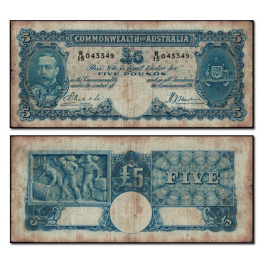 (1933) Five Pounds Riddle/Sheehan R.44b stains nFINE