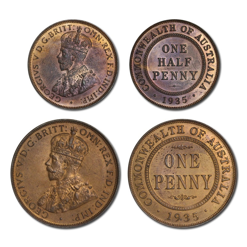 Australia 1935 Halfpenny & Penny nFDC Pair