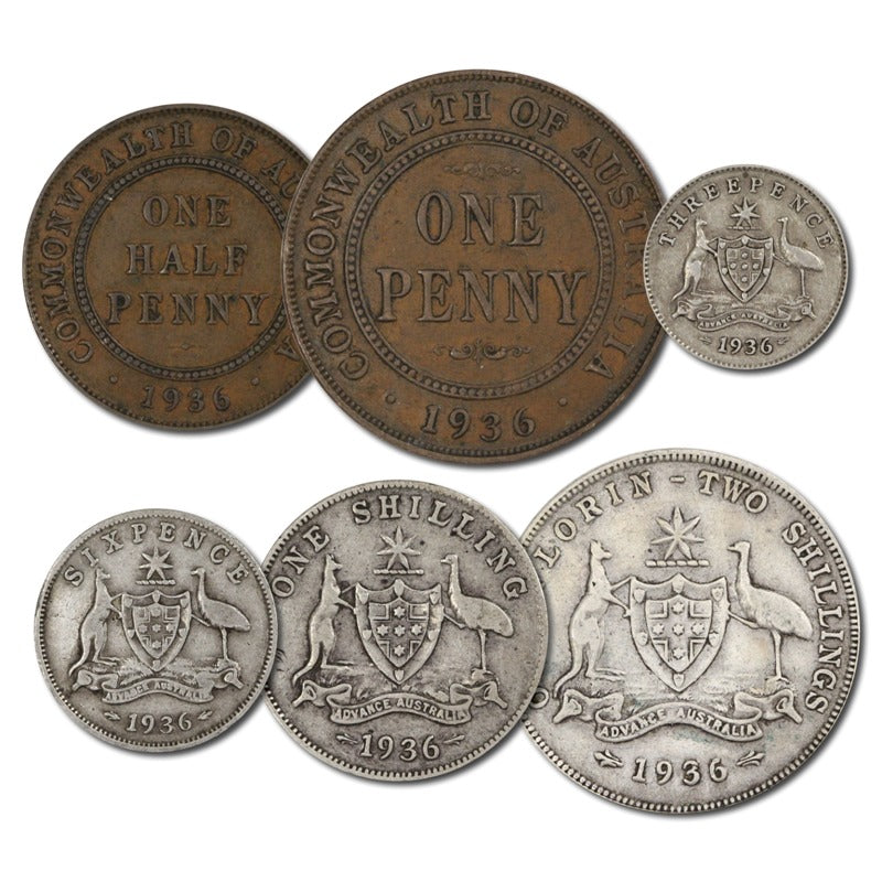 Australia 1936 Pre-Decimal 6 Coin Set