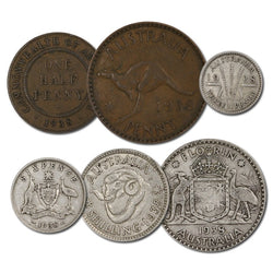 Australia 1938 Pre-Decimal 6 Coin Set