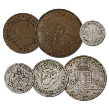 Australia 1939 Pre-Decimal 6 Coin Set