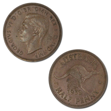 Australia 1939 Halfpenny Type 2 Kangaroo EF