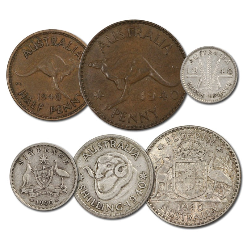 Australia 1940 Pre-Decimal 6 Coin Set