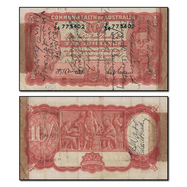 (1942) Armitage/McFarlane Ten Shillings R.13 taped VF - Short Snorter