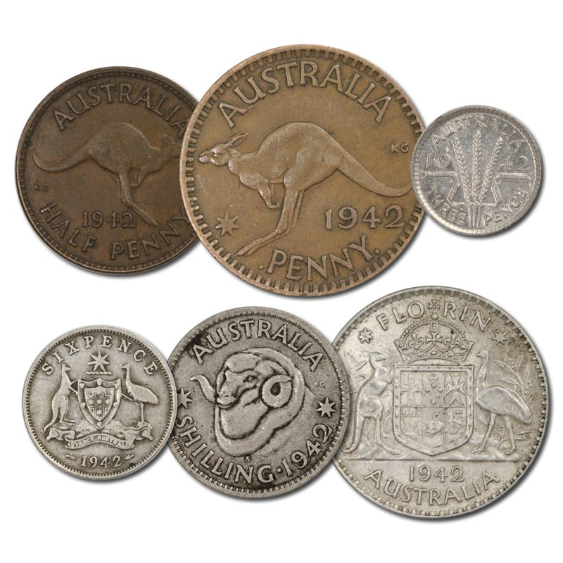 Australia 1942 Pre-Decimal 6 Coin Set